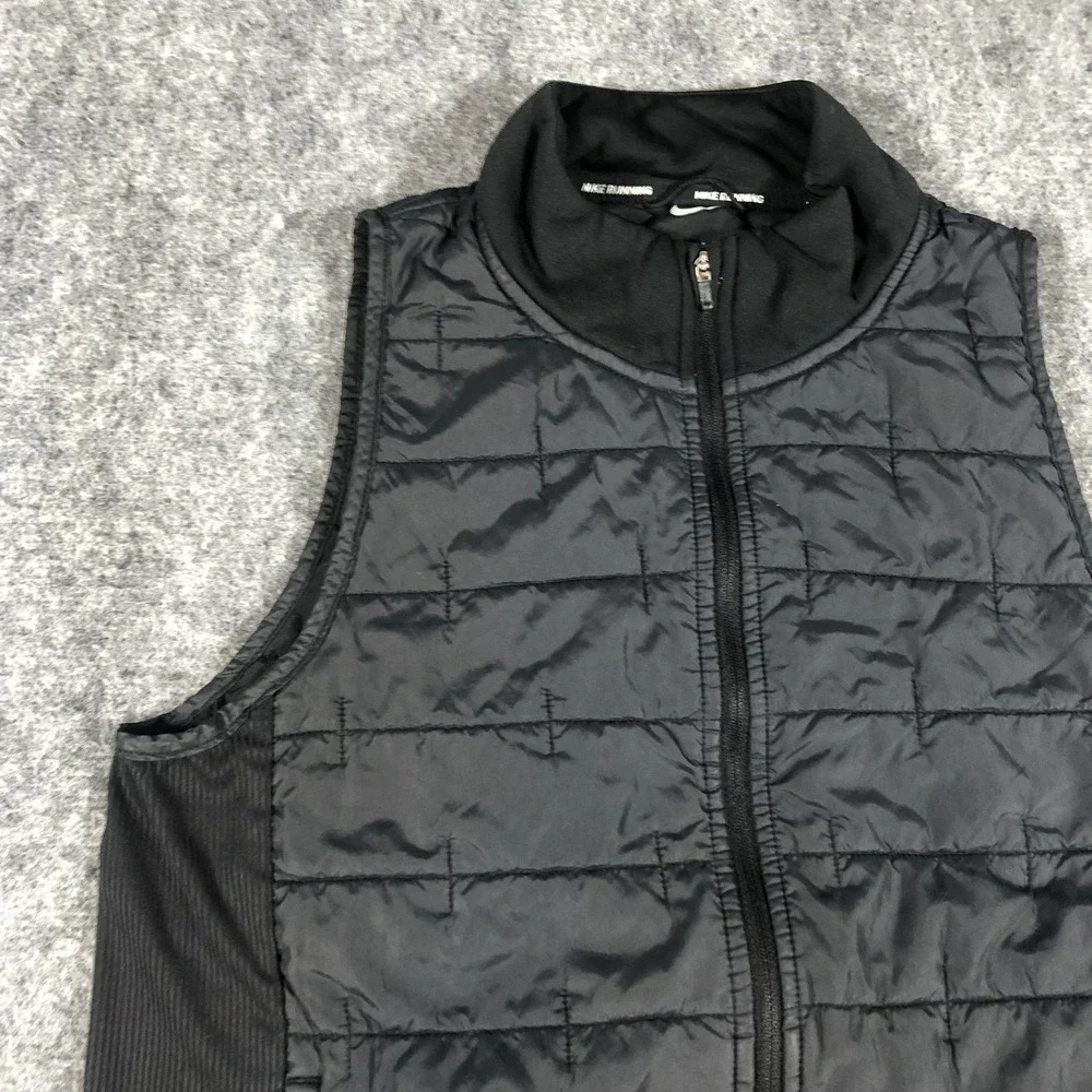 Nike Therma-Fit Running Vest Wome's Small Black Quilted‎ Zip Pockets Insulated